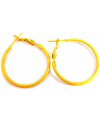 Bright Yellow Hoop Earrings Simple Thin Hoop Earrings 1 Inch Hoop Earrings $10.25 Hoop