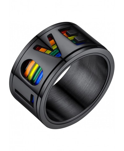 LGBT Pride Rainbow Fidget Rings Stainless Steel/18K Gold Plated Love is Love Jewelry for Men Women Personalized Customize $12...