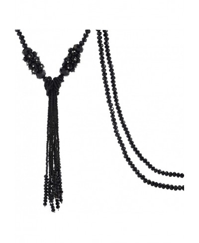 Multi-Color Crystal Beads Strand Knot Long Beaded Tassel Necklace for Women Girls $11.76 Y-Necklaces