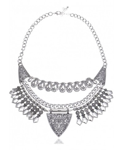 Indian Flower Necklace Silvery Tone Linked Chain Fashion Pendant Gift $19.02 Chains