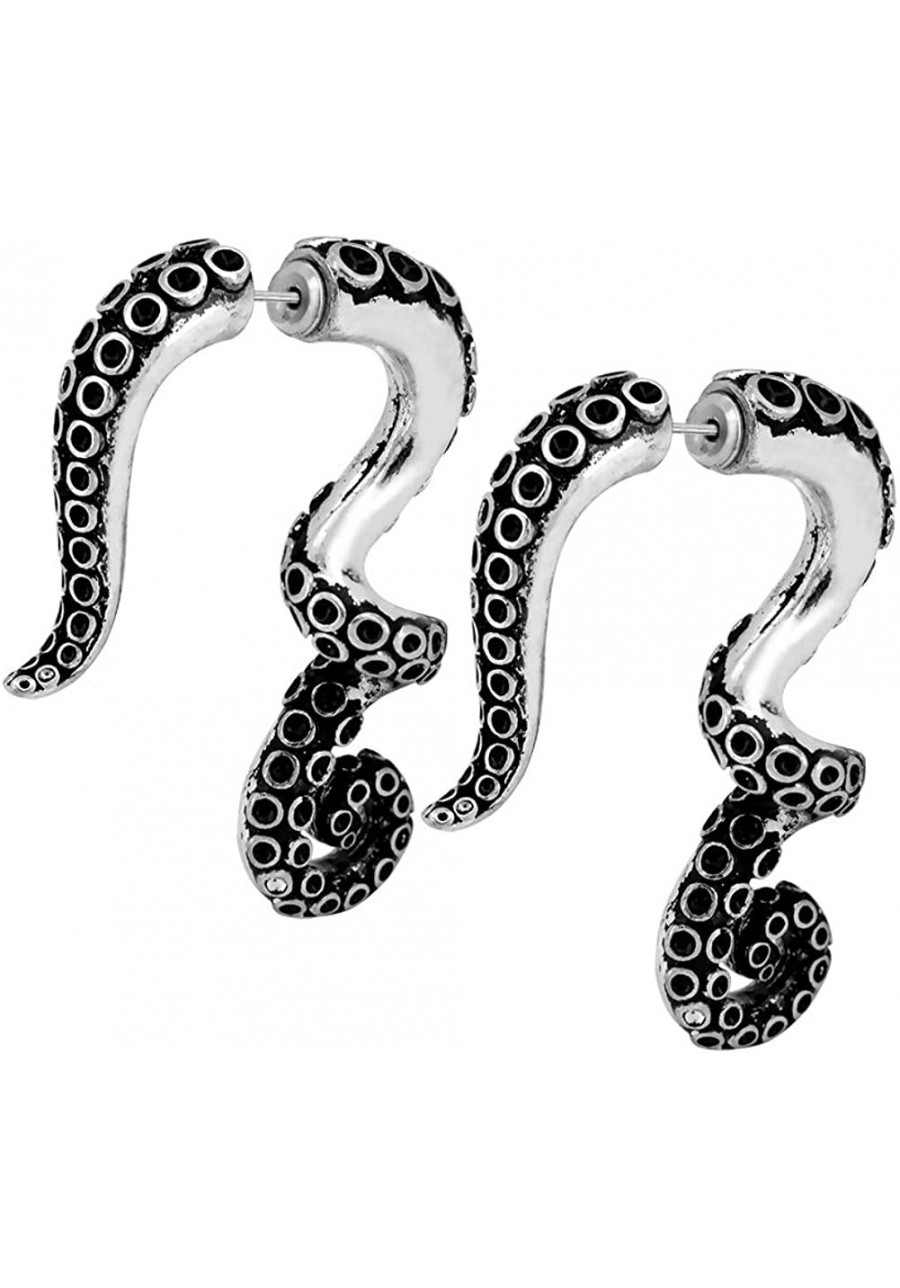 2PCS Fake Lobe Earrings 18G Burn Silver Earrings Cobra Fake Spiral Tapers Fake Gauges Faux Plug Taper 3D Cobra Body Piercing ...