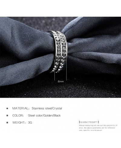 Women's Stainless Steel Double Rows Cubic Zirconia Round Cut CZ Ring Eternity Wedding Band $8.25 Eternity Rings