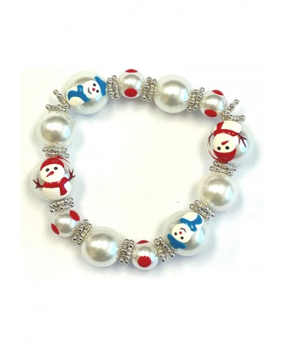 3D Hand Painted Glass Beads Christmas Stretch Bracelet in Bag Snowman $13.88 Stretch