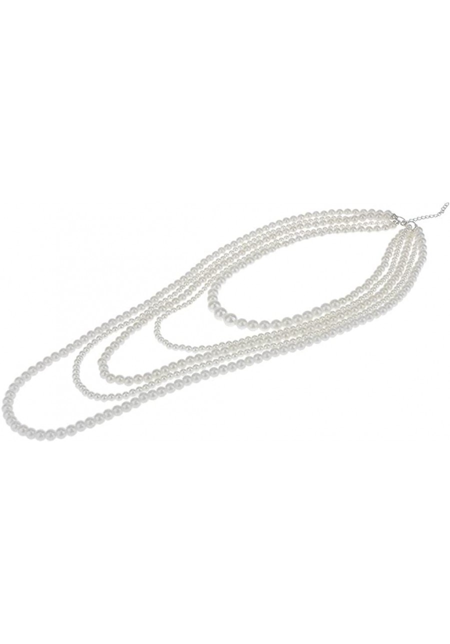 Women Long Multi Layer String Faux Pearls Beads Strand Necklace White Beaded $15.12 Pearl Strands