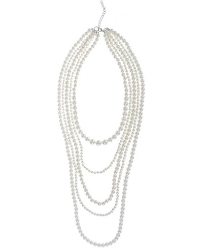 Women Long Multi Layer String Faux Pearls Beads Strand Necklace White Beaded $15.12 Pearl Strands