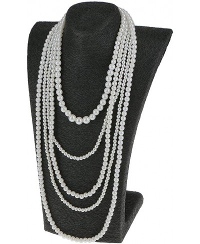 Women Long Multi Layer String Faux Pearls Beads Strand Necklace White Beaded $15.12 Pearl Strands