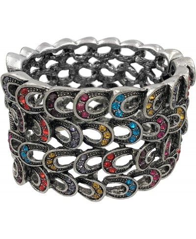 Large Statement Fancy Rhinestone Bling Chunky Hinged Bangle Bracelet - Assorted Colors $23.09 Bangle