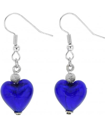 Murano Glass Heart Earrings - Blue $25.70 Drop & Dangle