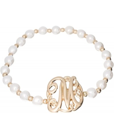 M Designer Monogram Imitation Pearl Stretch Bracelet $12.39 Stretch