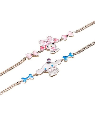 2Pcs Anime My Melôdý Kawaii Bracelet- Necklace Cinnamoroll Plush Cartoon Cute Doll Cupronickel Silver-Plated Bracelet Anime B...