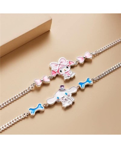 2Pcs Anime My Melôdý Kawaii Bracelet- Necklace Cinnamoroll Plush Cartoon Cute Doll Cupronickel Silver-Plated Bracelet Anime B...