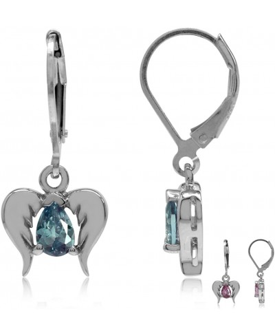 925 Sterling Silver Angel Wings Gemstone Dangle Leverback Earrings $15.96 Drop & Dangle