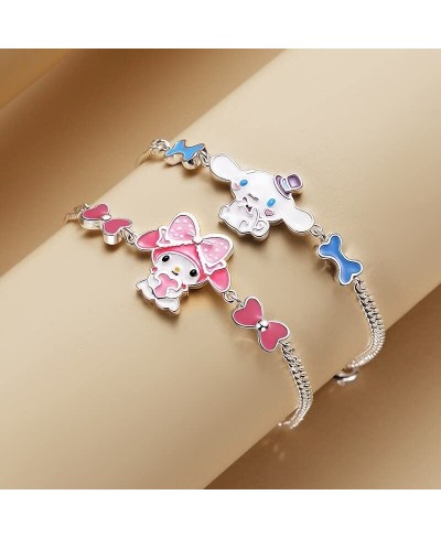 2Pcs Anime My Melôdý Kawaii Bracelet- Necklace Cinnamoroll Plush Cartoon Cute Doll Cupronickel Silver-Plated Bracelet Anime B...