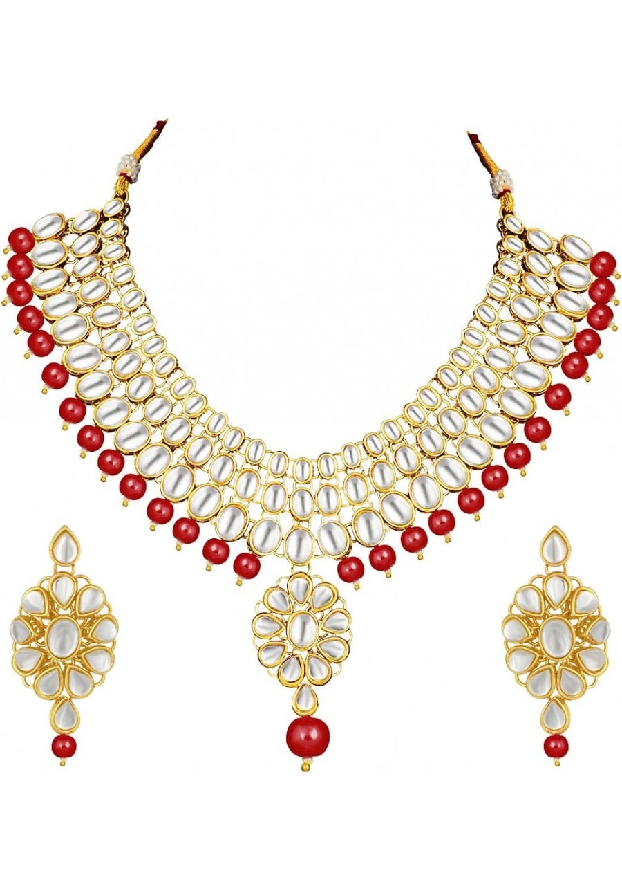 Stylish Bollywood Wedding Party Wear Necklace Earring Set Indian Ethnic Traditional Jewelry for Women $24.40 Jewelry Sets