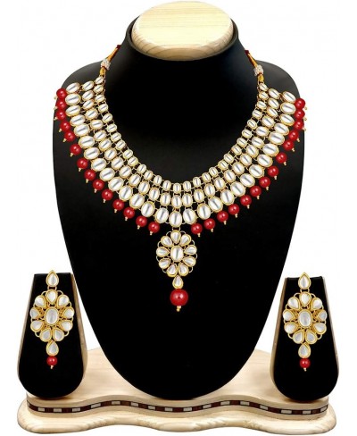 Stylish Bollywood Wedding Party Wear Necklace Earring Set Indian Ethnic Traditional Jewelry for Women $24.40 Jewelry Sets