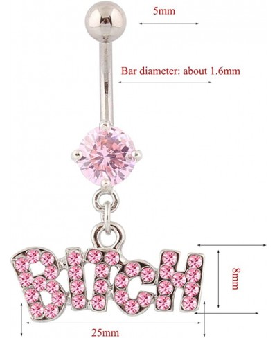 Dangle Delly Button Rings Pink Crystal Letter Body Piercing Jewelry 14G $6.26 Piercing Jewelry