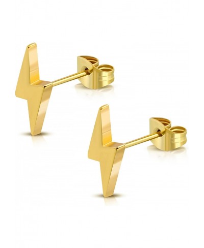 Stainless Steel Lightning Bolt Flash Thunder Button Stud Post Earrings $11.96 Stud