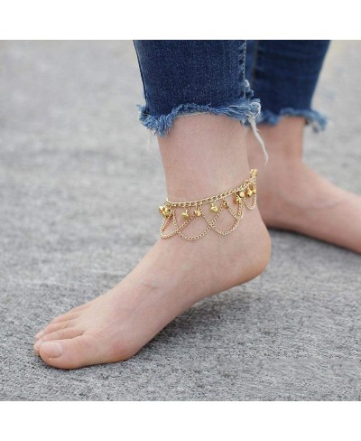 Boho Anklets Tassel Anklet Bracelets Bell Beach Foot Jewelry Adjustable for Women and Girls (Gold) $13.59 Anklets