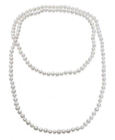 Round Endless Warp Layer Long Hand Knotted White Freshwater Cultured Pearl Rope Strand Necklace for Women 36 52 80 Inch $35.1...