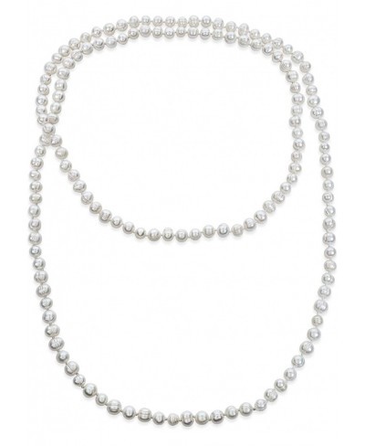 Round Endless Warp Layer Long Hand Knotted White Freshwater Cultured Pearl Rope Strand Necklace for Women 36 52 80 Inch $35.1...