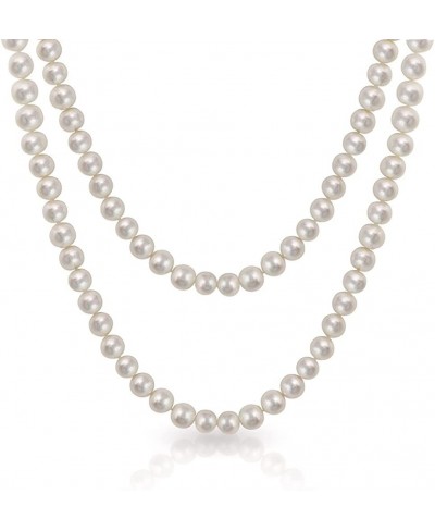 Round Endless Warp Layer Long Hand Knotted White Freshwater Cultured Pearl Rope Strand Necklace for Women 36 52 80 Inch $35.1...