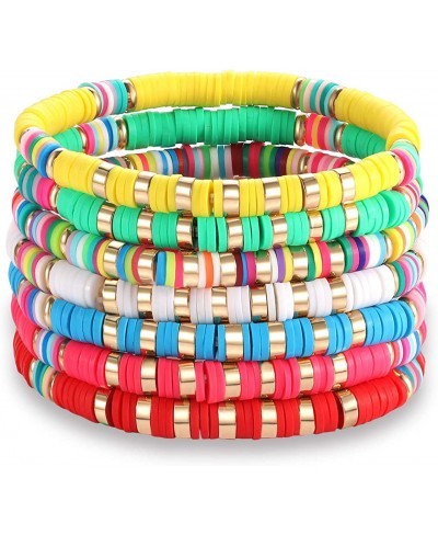 Heishi Bracelets Stackable Rainbow Vinyl Disc Bead Stretch Bracelets for Women Boho Summer Beach Surfer Bracelet Set Vacation...