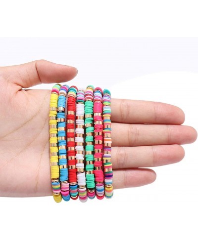 Heishi Bracelets Stackable Rainbow Vinyl Disc Bead Stretch Bracelets for Women Boho Summer Beach Surfer Bracelet Set Vacation...