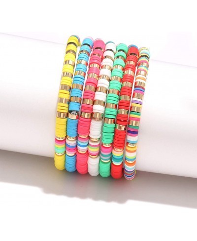 Heishi Bracelets Stackable Rainbow Vinyl Disc Bead Stretch Bracelets for Women Boho Summer Beach Surfer Bracelet Set Vacation...