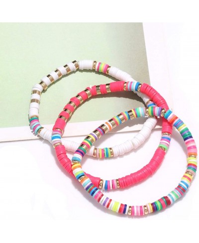 Heishi Bracelets Stackable Rainbow Vinyl Disc Bead Stretch Bracelets for Women Boho Summer Beach Surfer Bracelet Set Vacation...