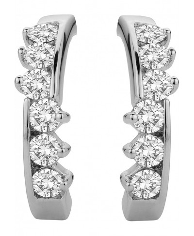 Crystal Half Hoop Earrings 925 Sterling Silver for Women Jewelry Gifts $29.47 Hoop