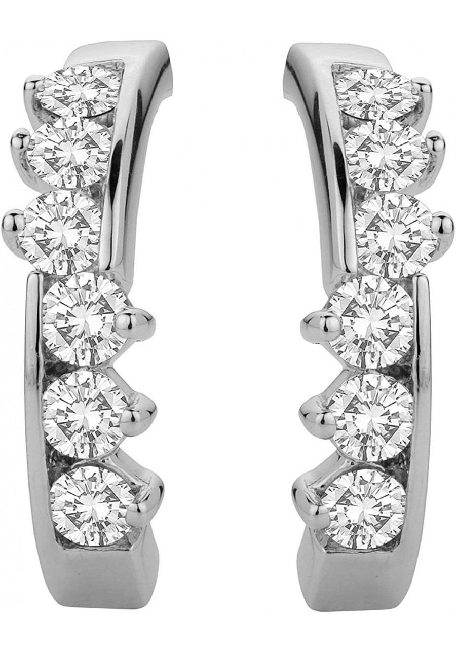 Crystal Half Hoop Earrings 925 Sterling Silver for Women Jewelry Gifts $29.47 Hoop