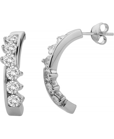 Crystal Half Hoop Earrings 925 Sterling Silver for Women Jewelry Gifts $29.47 Hoop