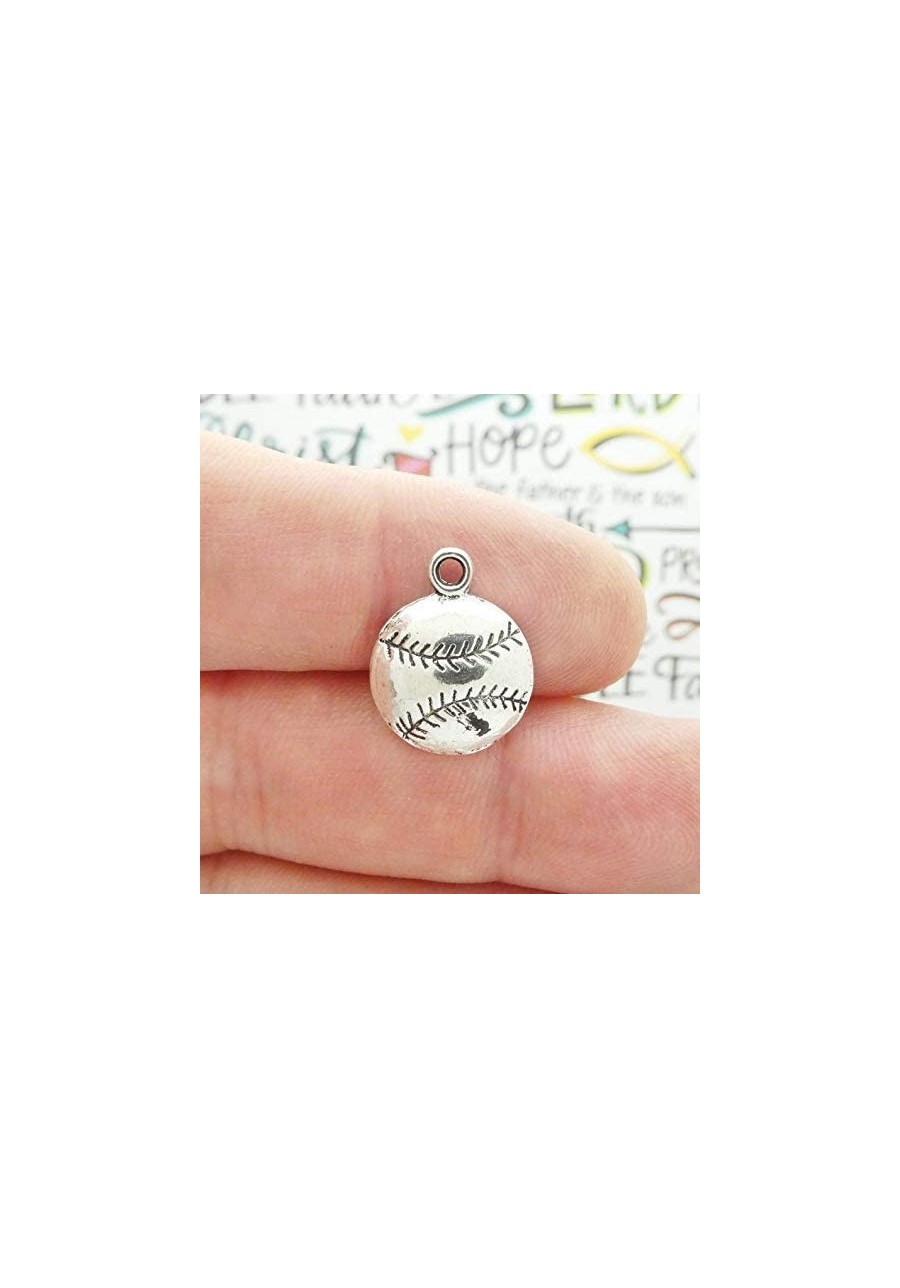 12 Silver Baseball Charm Pendant 19x14mm SP0442 $16.69 Pendants & Coins