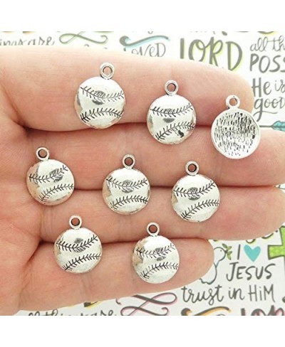 12 Silver Baseball Charm Pendant 19x14mm SP0442 $16.69 Pendants & Coins