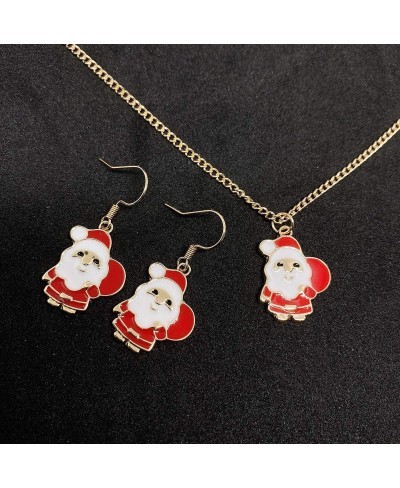 Christmas Necklace and Earring Set Xmas Holiday Jewelry 4 Set Snowflake Snowman Santa Claus Christmas Tree Christmas Jewelry ...