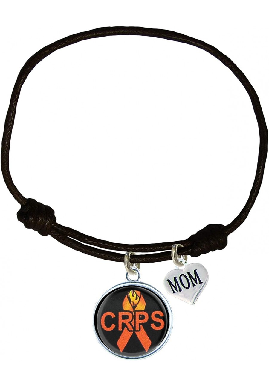 Custom CRPS Awareness Black Leather Unisex Bracelet Jewelry $18.71 Wrap