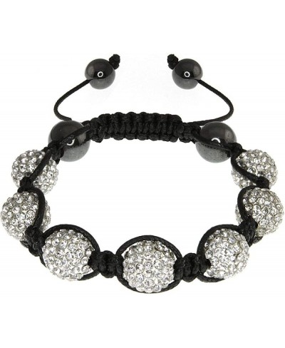 White Crystal Pave Disco Ball Dia-Cut Adjustable Bracelet and 12mm Earrings Set $14.70 Jewelry Sets