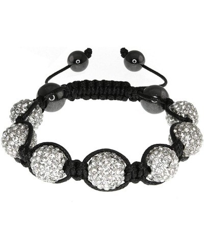 White Crystal Pave Disco Ball Dia-Cut Adjustable Bracelet and 12mm Earrings Set $14.70 Jewelry Sets