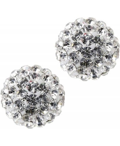 White Crystal Pave Disco Ball Dia-Cut Adjustable Bracelet and 12mm Earrings Set $14.70 Jewelry Sets