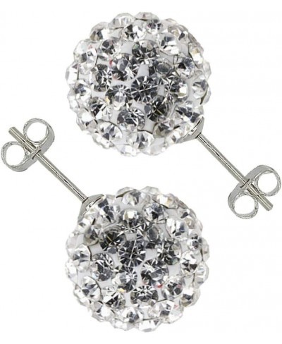 White Crystal Pave Disco Ball Dia-Cut Adjustable Bracelet and 12mm Earrings Set $14.70 Jewelry Sets