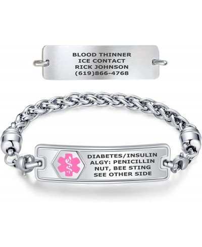 Custom Engraved Medical Alert Bracelets for Women Stainless Steel Medical Bracelet Medical ID Bracelet w/Free Engraving – Cla...