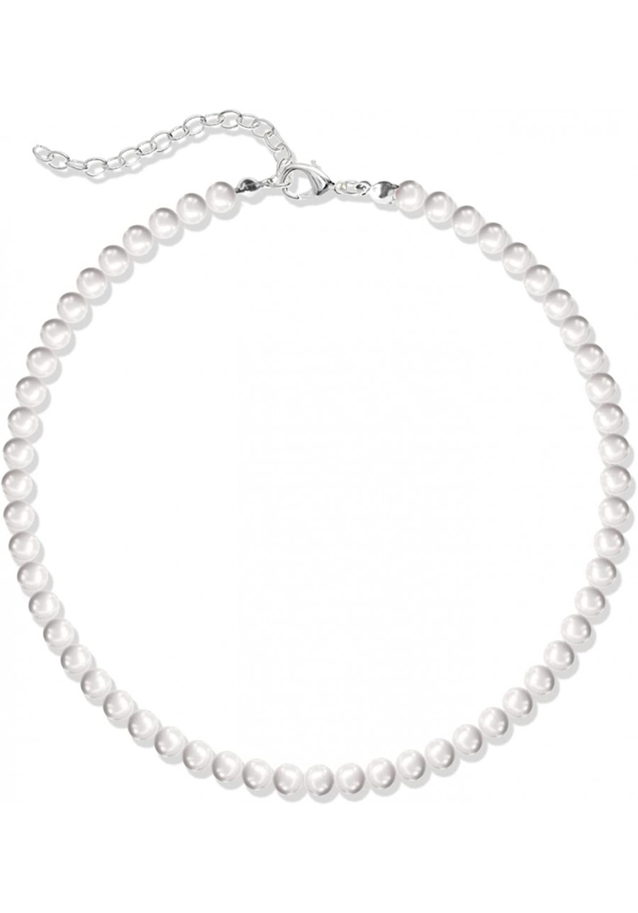 Pearl Necklace for Men Round Pearl Necklaces for Women White Pearl Jewelry $13.93 Pearl Strands