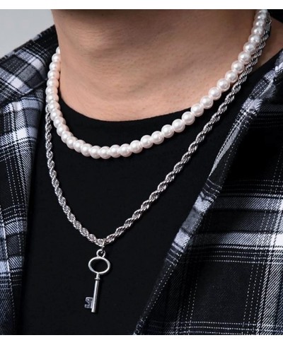 Pearl Necklace for Men Round Pearl Necklaces for Women White Pearl Jewelry $13.93 Pearl Strands