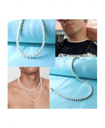 Pearl Necklace for Men Round Pearl Necklaces for Women White Pearl Jewelry $13.93 Pearl Strands