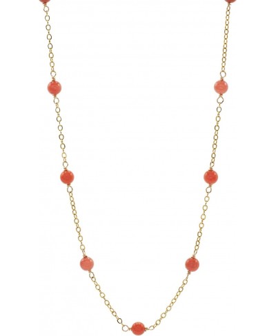 14k Gold-Plated Sterling Silver Tin-Cup Necklace made with Geniune 4mm Coral 18 $42.49 Chains