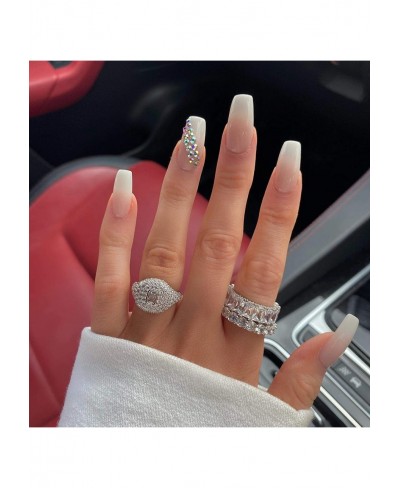 Prong Set Pink White Cubic Zirconia Engagement Band Iced Out Bling CZ Eternity Band Ring for Women $20.42 Engagement Rings