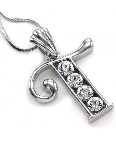 Initial Letter T Necklace Pendant Charm Ladies Teens Women Clear Rhinestones Fashion Jewelry $13.73 Chains