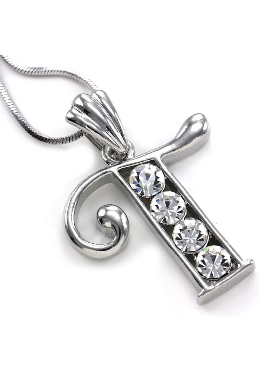 Initial Letter T Necklace Pendant Charm Ladies Teens Women Clear Rhinestones Fashion Jewelry $13.73 Chains