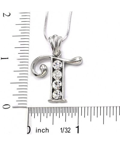 Initial Letter T Necklace Pendant Charm Ladies Teens Women Clear Rhinestones Fashion Jewelry $13.73 Chains