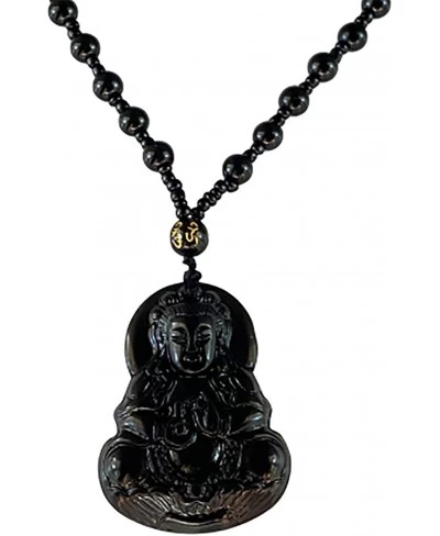 Real Laughing Buddha Black Jade Stabilized Turquoise Bodhisattva Amulet Talisman Pendant 24" Bead Necklace Carved Long Large ...